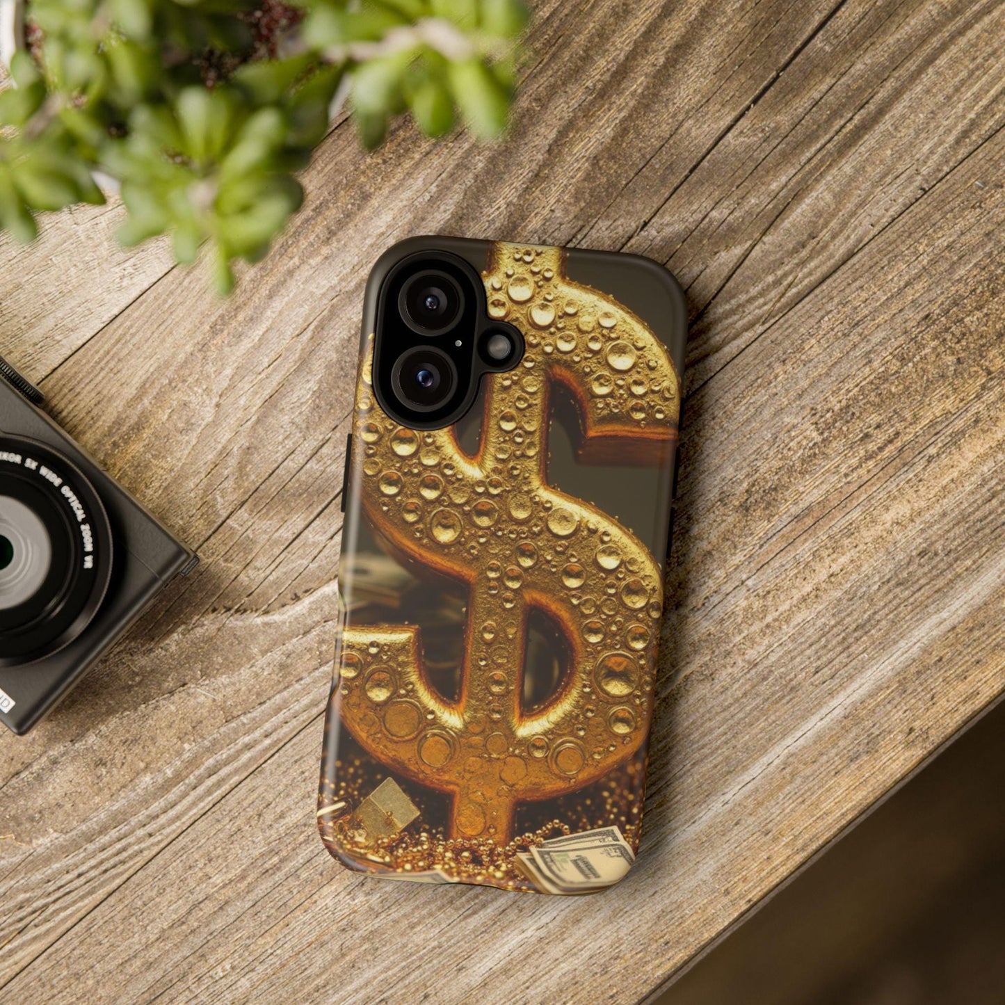 Gold Dollar Symbol Phone Case, Tough Phone Cases, Money Design, Unique Gift, Stylish Mobile Accessory