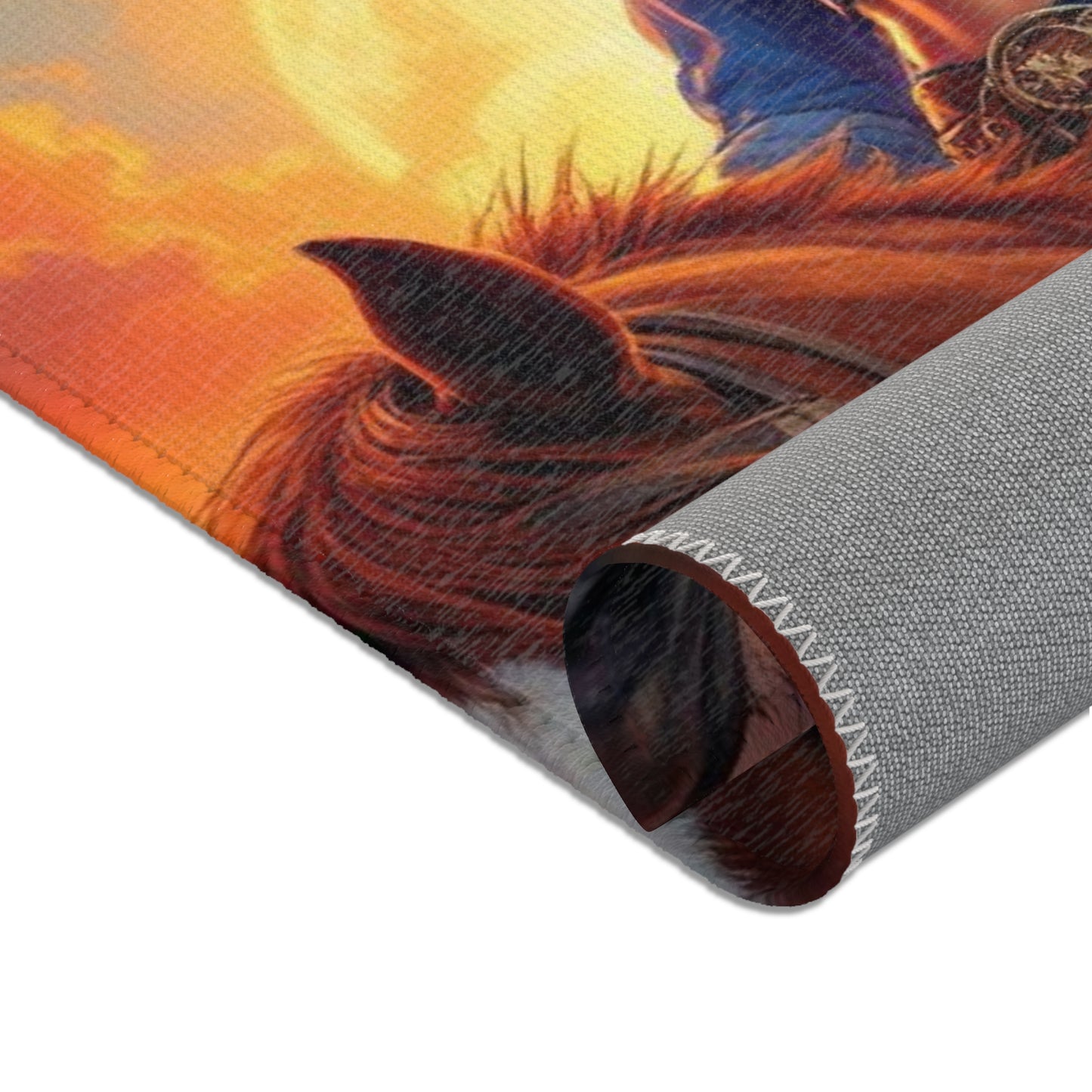 Cowgirl Sunset Area Rug — Western Horse Decor for Entryway & Living Room