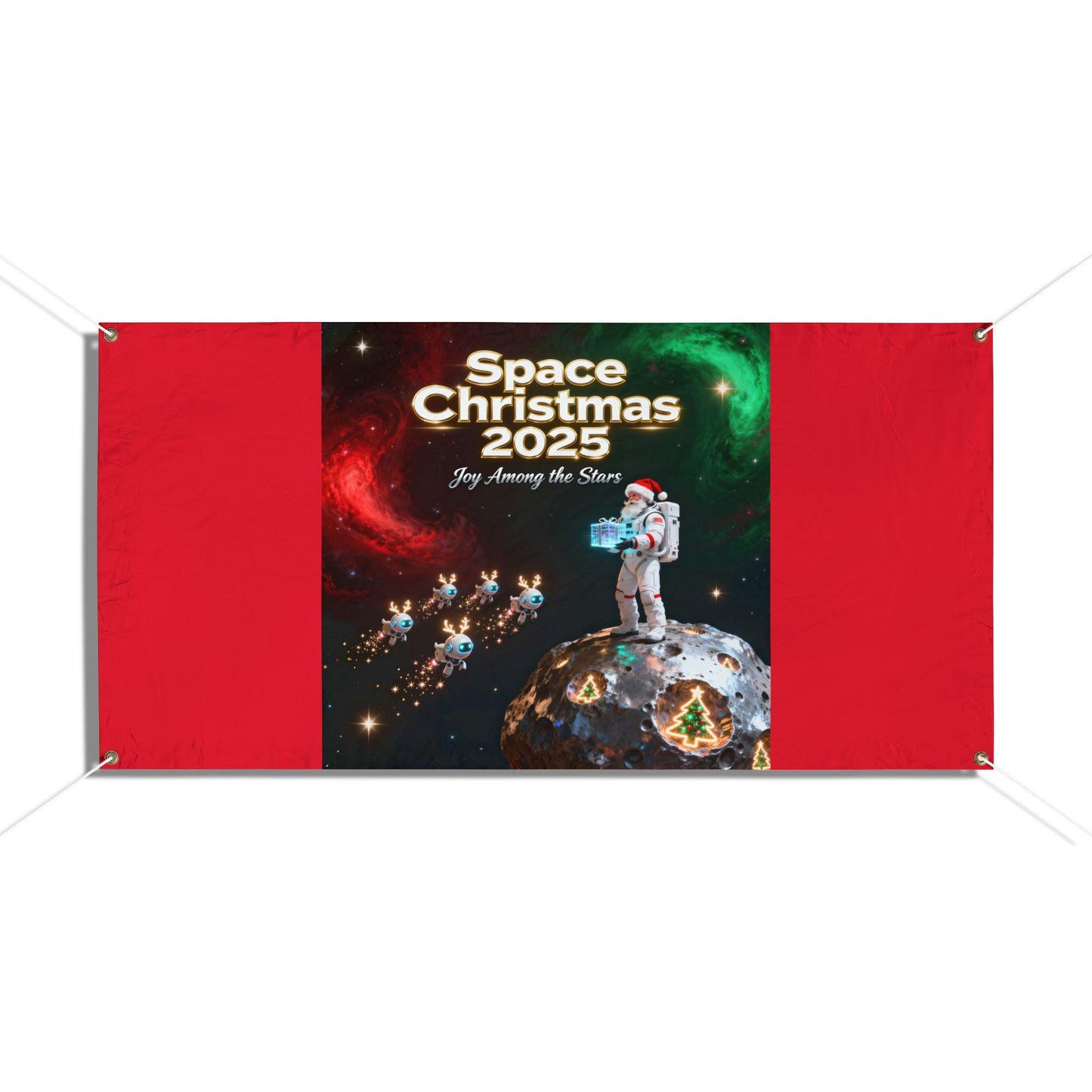 Space Christmas 2025 Vinyl Banner: Galactical Holiday Party Decor