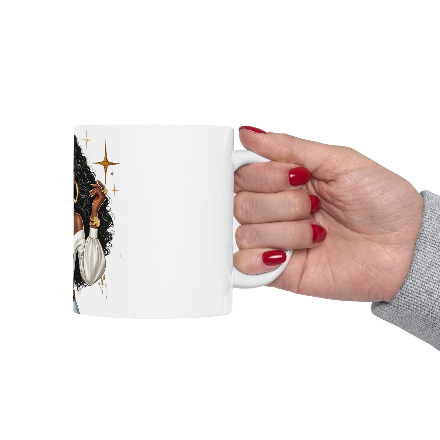 Ceramic Mug — "Rising With Grace" Black Woman Illustration Inspirational Coffee Cup (11oz, 15oz)