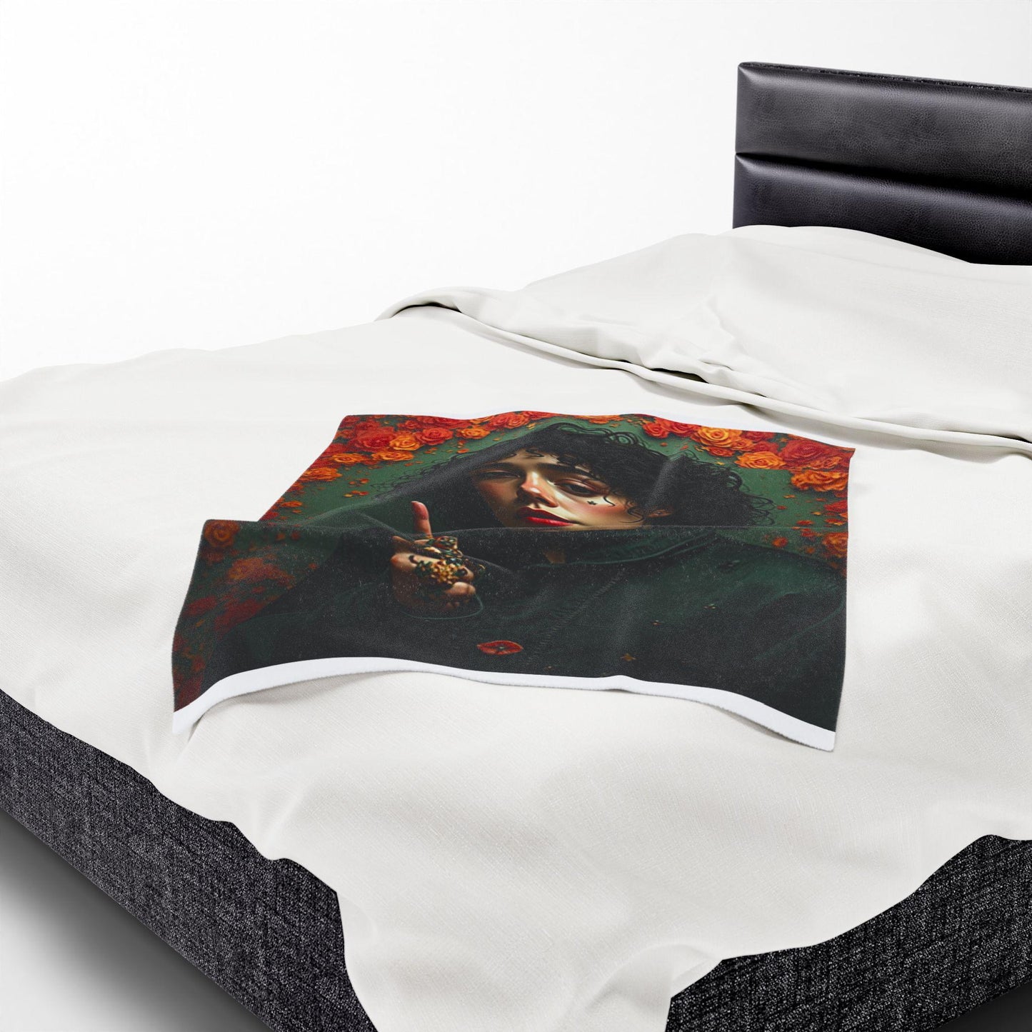 Velveteen Plush Blanket - Cozy Home Decor, Gift for Her, Floral Aesthetic, Soft Throw Blanket, Boho Style Blanket