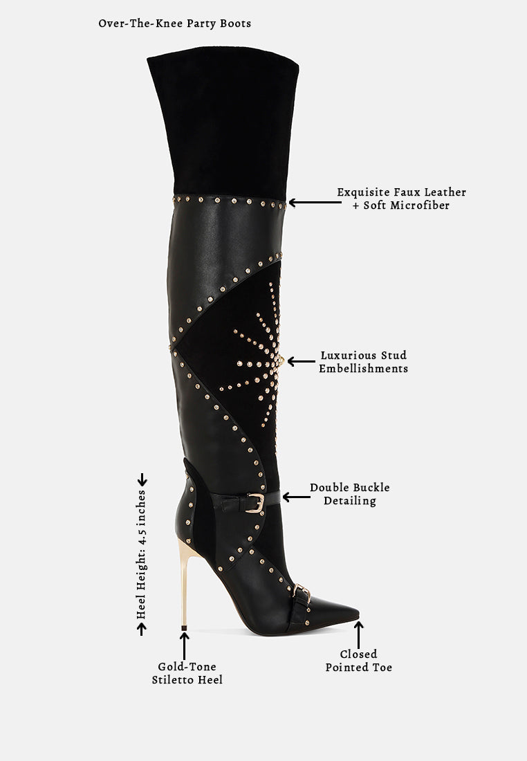 Medira Pointed Toe Embellished Stiletto Boots
