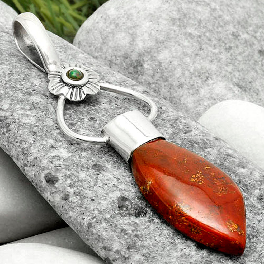 Red Moss Agate & Black Ethiopian Opal Pendant P-1583 SDP117140