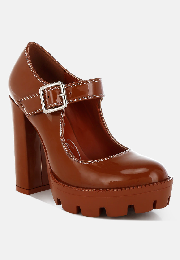 Millenial Bug Patent High Heeled Mary Jane Shoes
