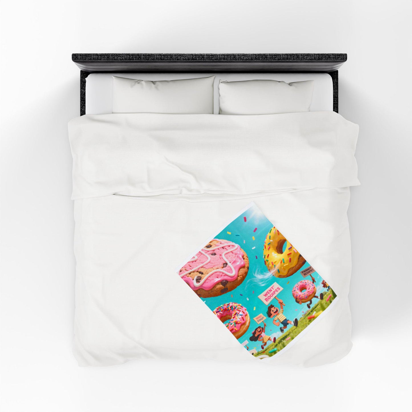 Colorful Kids' Velveteen Plush Blanket | Cozy Donut Design, Fun & Playful Gift, Nursery Décor, Kids' Bedroom, Toddler Blanket