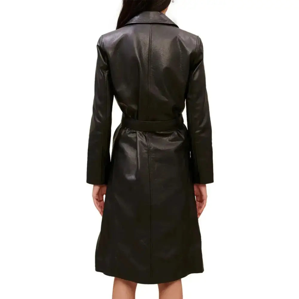 Women’s Black Leather Trench Coat