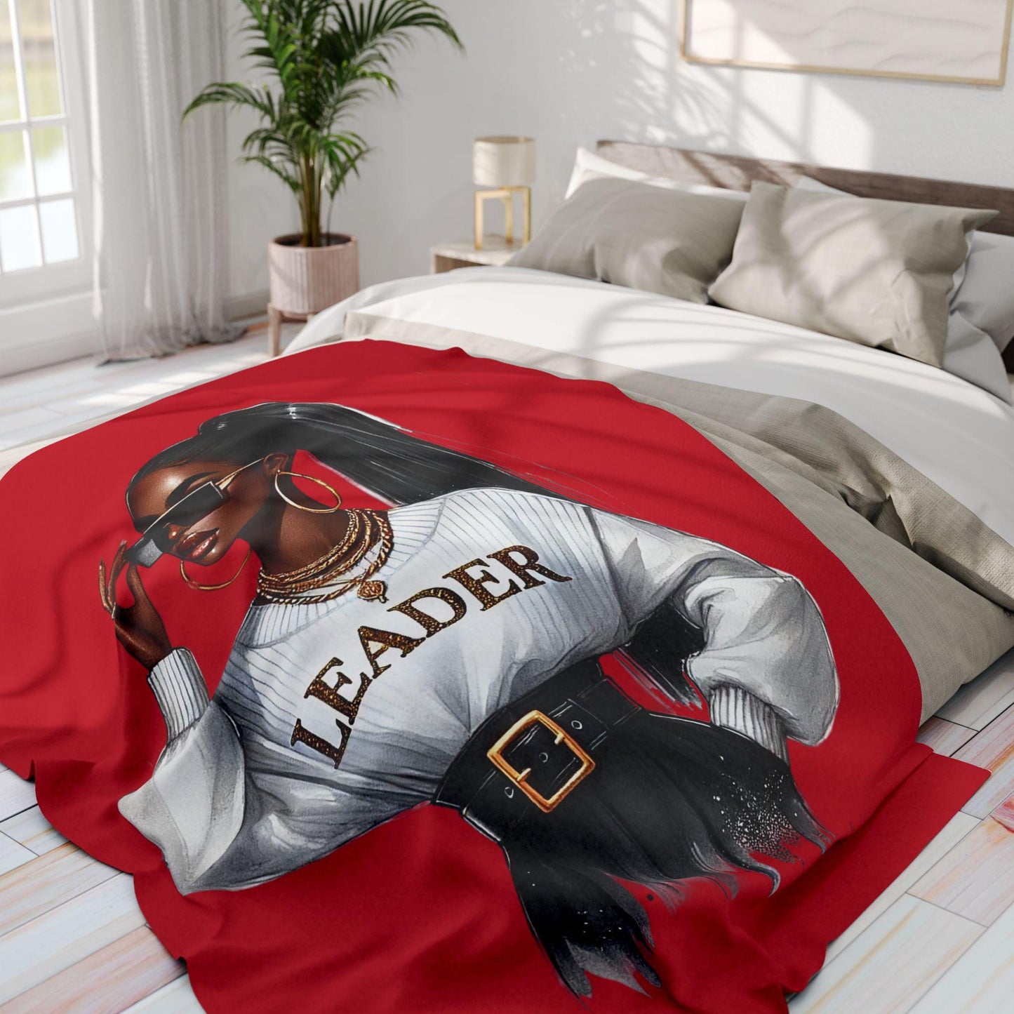 Chic Leader Arctic Fleece Blanket, Cozy Throw for Home Decor, Gift for Her, Inspirational Wall Accent, Fashionable Warm Comfort