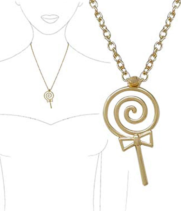 METAL WIRE ART PENDANT NECKLACE - ROLLY POP