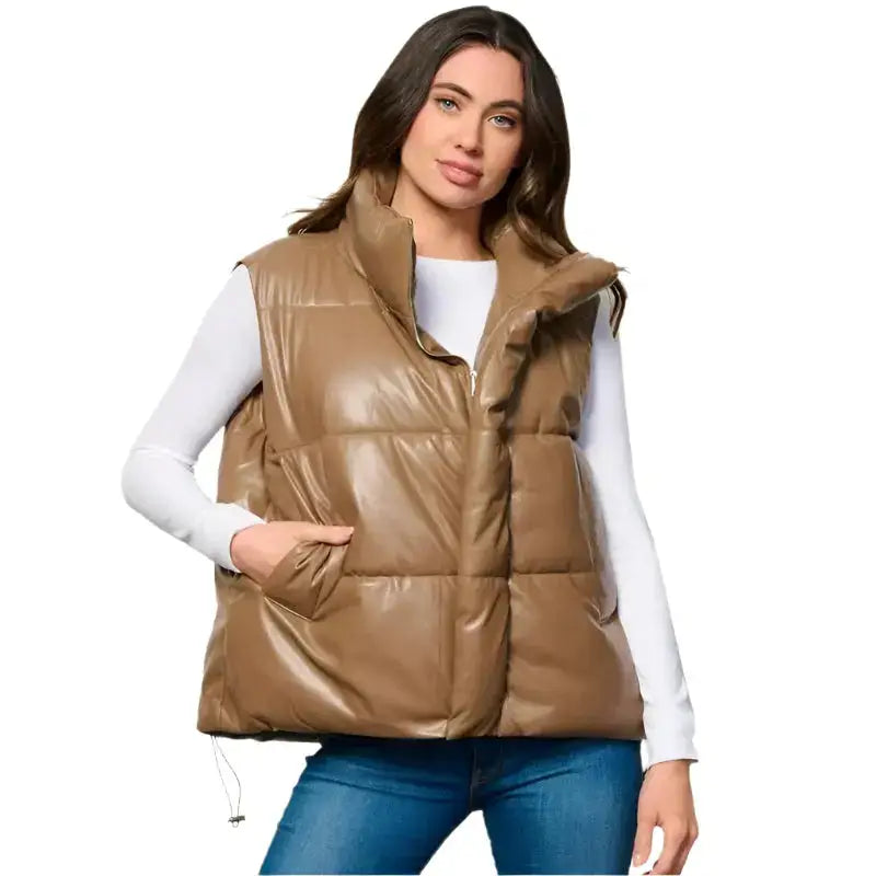 Women’s Khaki Puffer Vest