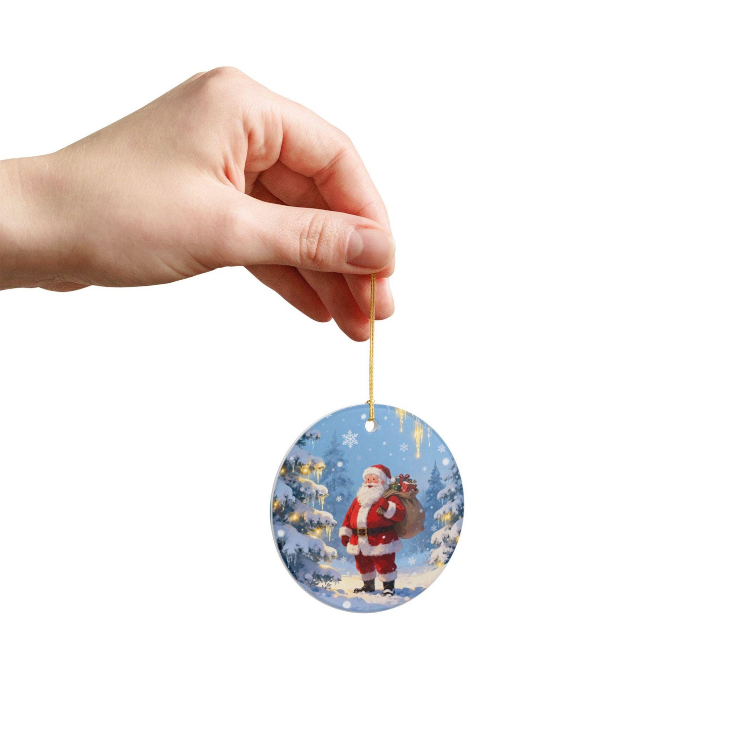 Christmas Ceramic Ornament Decoration, Holiday Tree Decor, Santa Claus Design, Winter Wonderland, Festive Gift