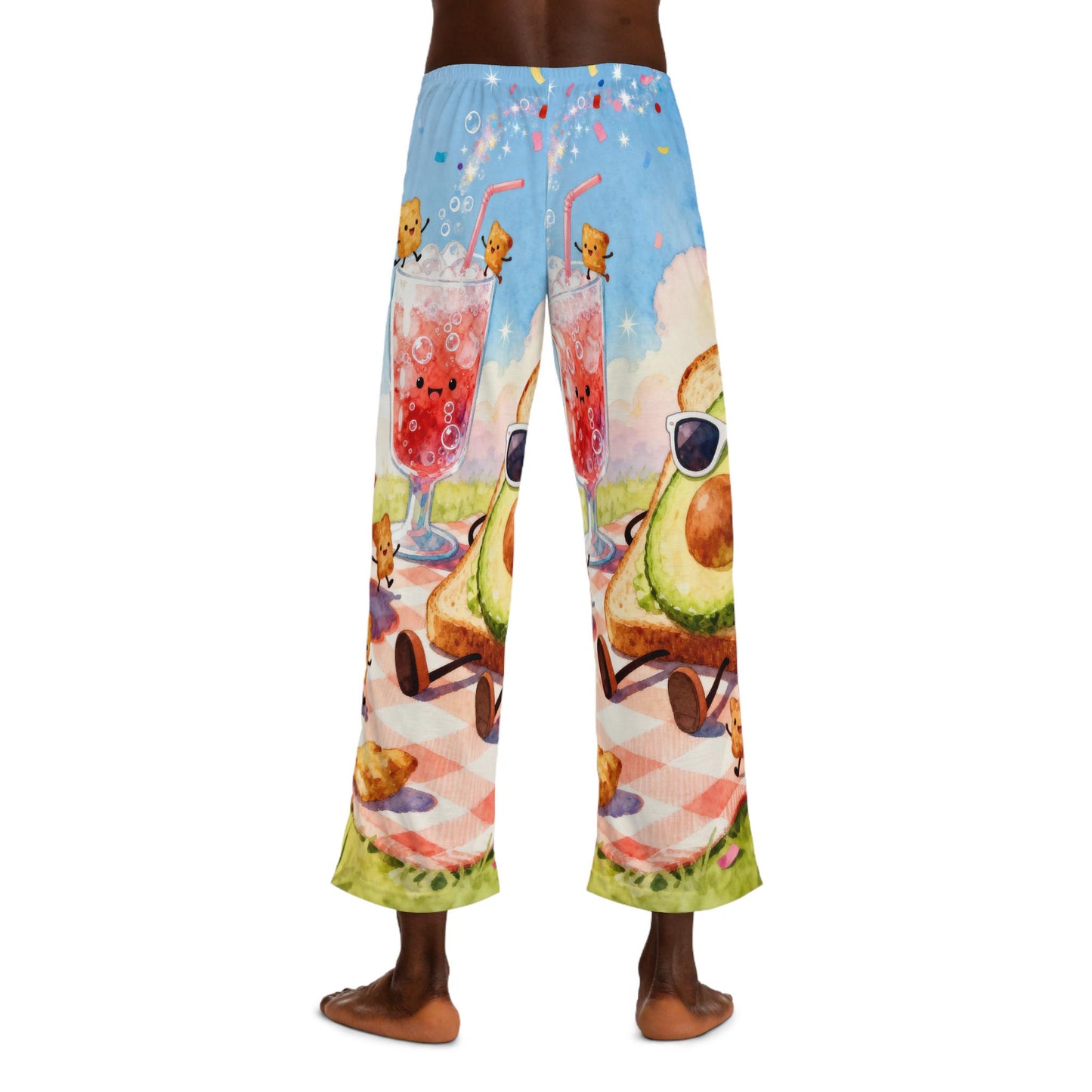 Fun Avocado and Smoothie Men's Pajama Pants, Relaxing Sleep Bottoms, Cute Loungewear, Gift for Food Lovers, Summer Sleepwear