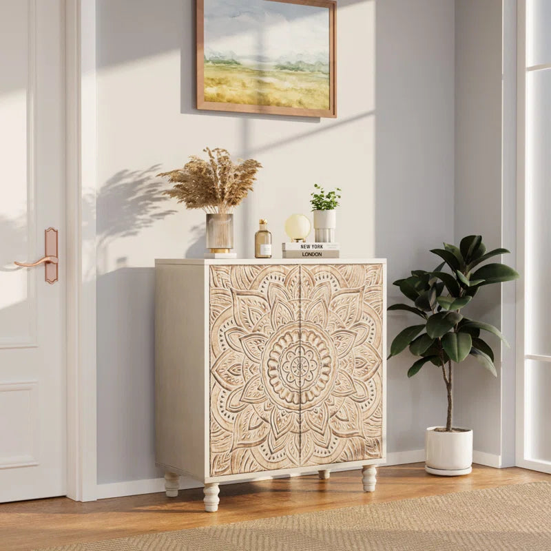 Siriah Accent Cabinet Handcarved Wood Furniture Collection
