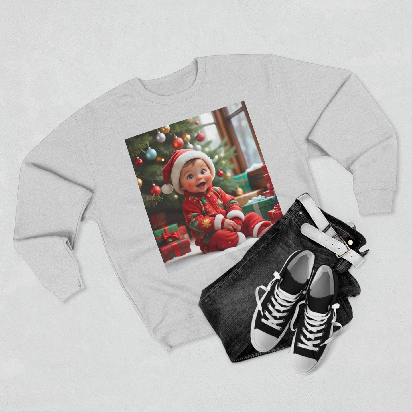 Festive Baby Santa Crewneck Sweatshirt, Holiday Gift, Christmas Apparel, Cute Sweatshirt, Family Matching Outfit