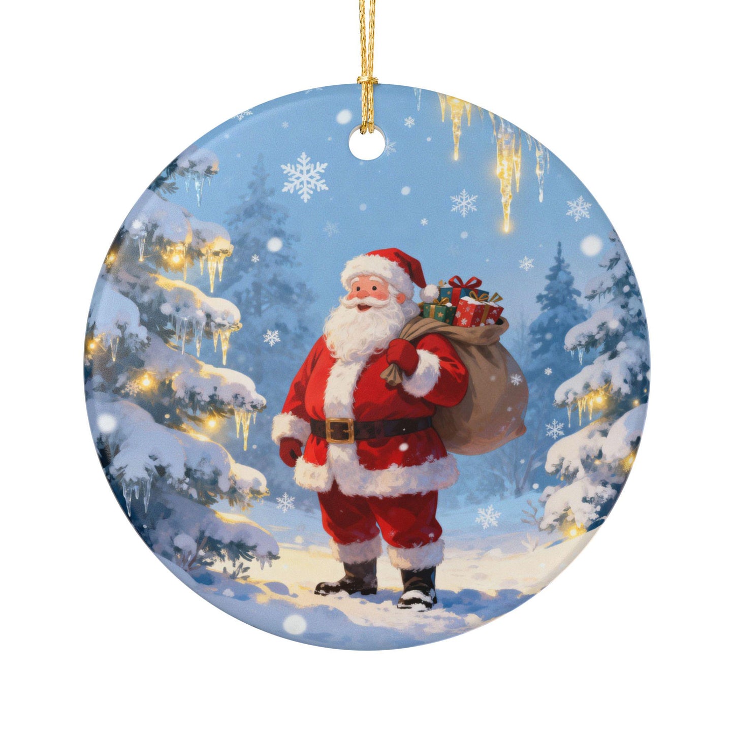 Christmas Ceramic Ornament Decoration, Holiday Tree Decor, Santa Claus Design, Winter Wonderland, Festive Gift