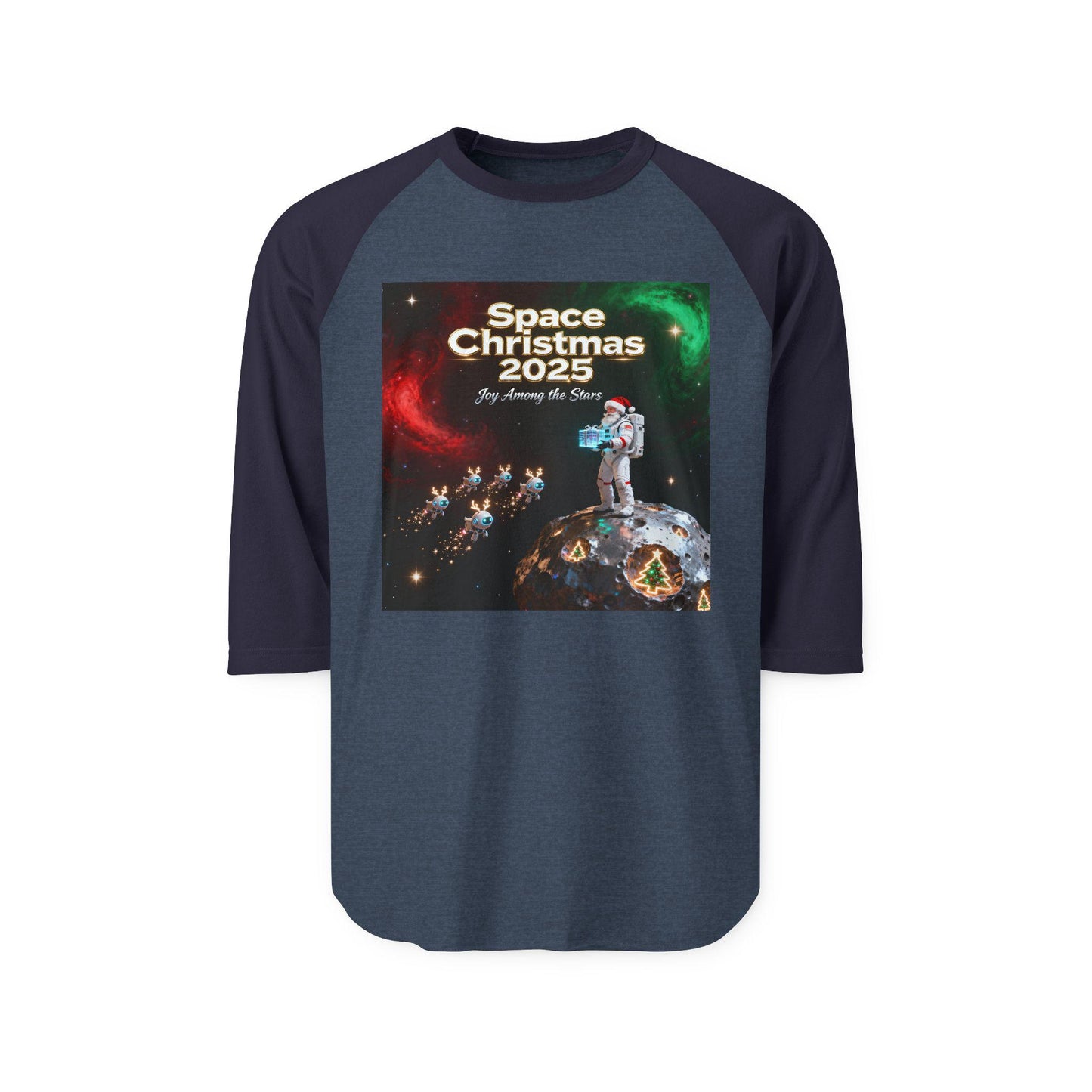 Space Christmas Raglan Shirt: Unisex Holiday Tee, Geeky Style