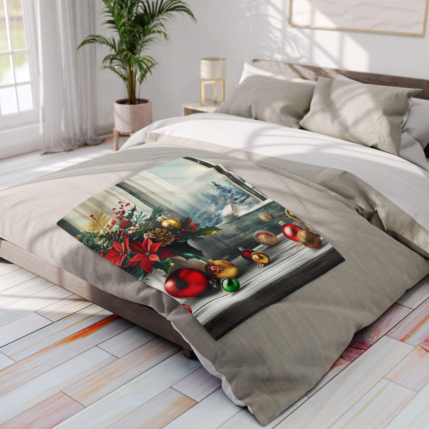 Cozy Holiday Fleece Blanket, Festive Throw, Winter Decor, Christmas Gift, Soft Bedding, Seasonal Home Accessory