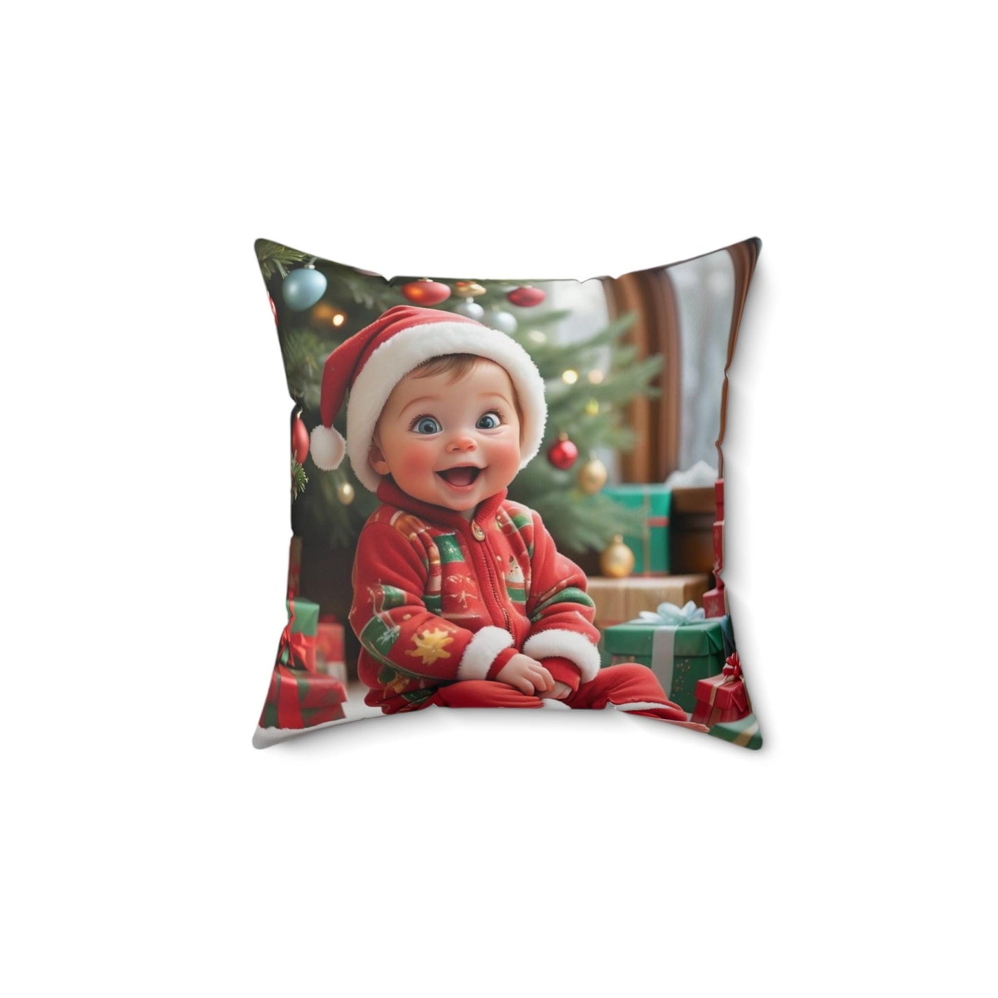 Festive Holiday Pillow, Merry Christmas Decor, Baby Santa Throw Cushion, Holiday Home Accents, Kid's Room Decoration, Xmas Gift