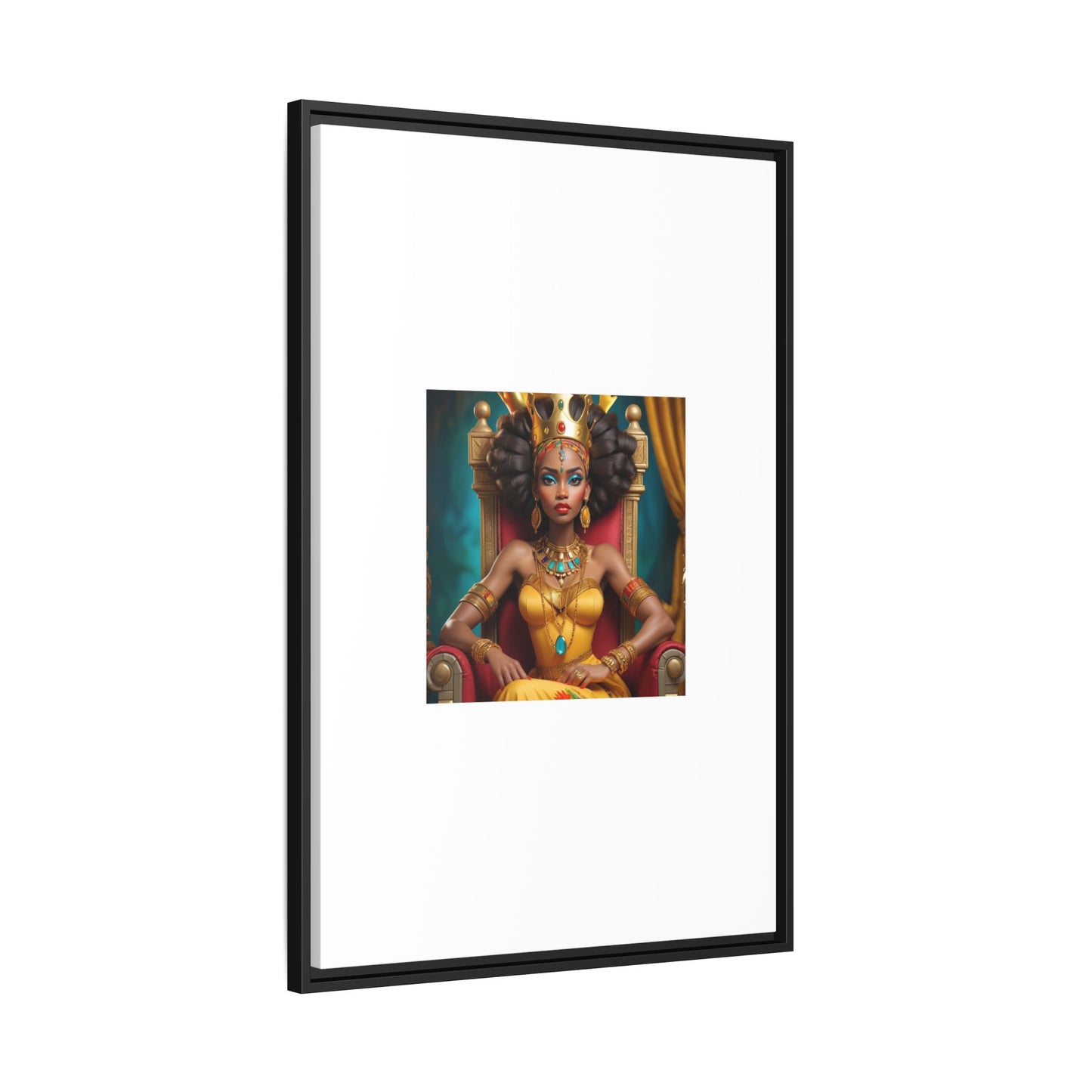 Framed Matte Canvas Art — Regal African Queen Portrait