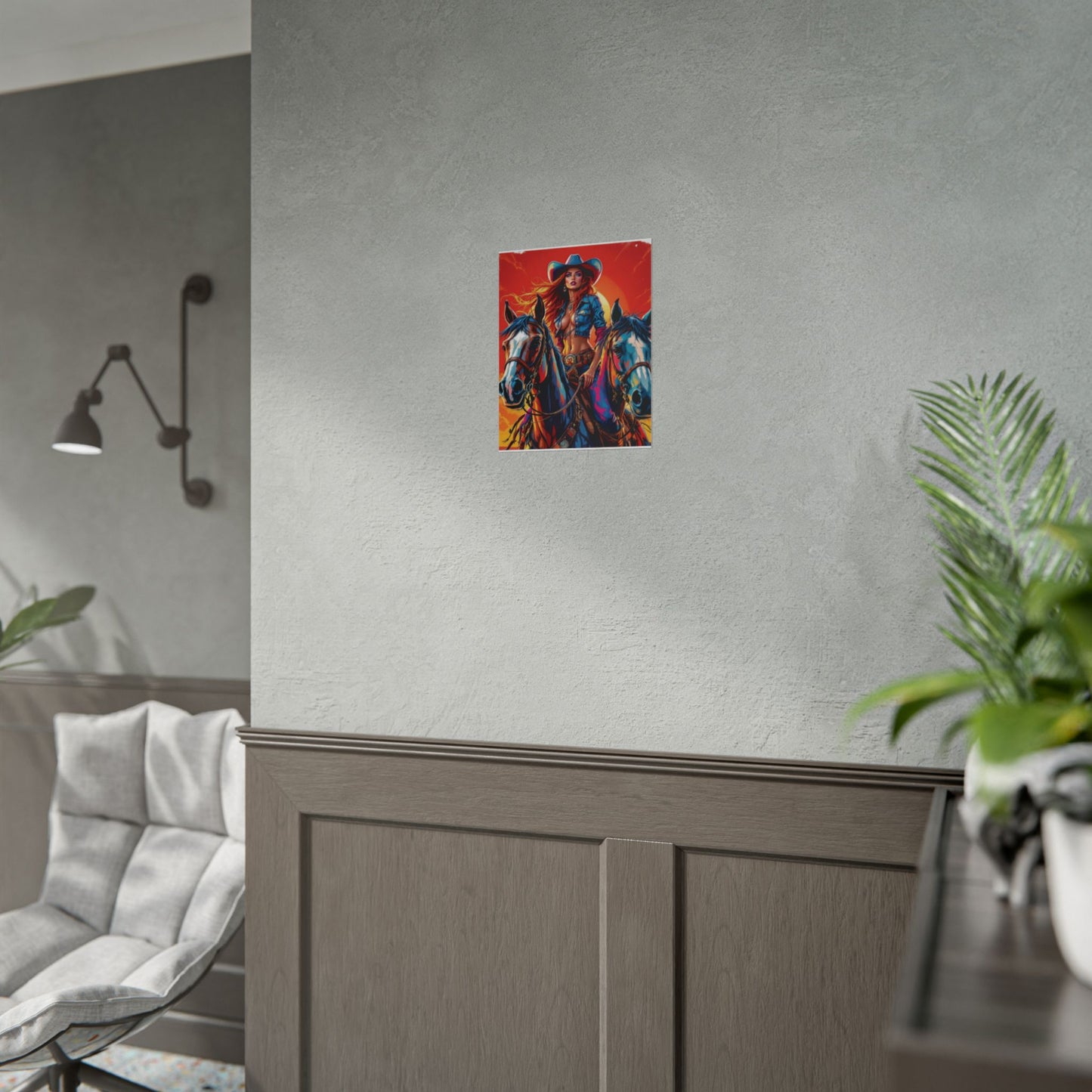 Cowgirl Poster — Vibrant Western Cowgirl Art Print with Horses