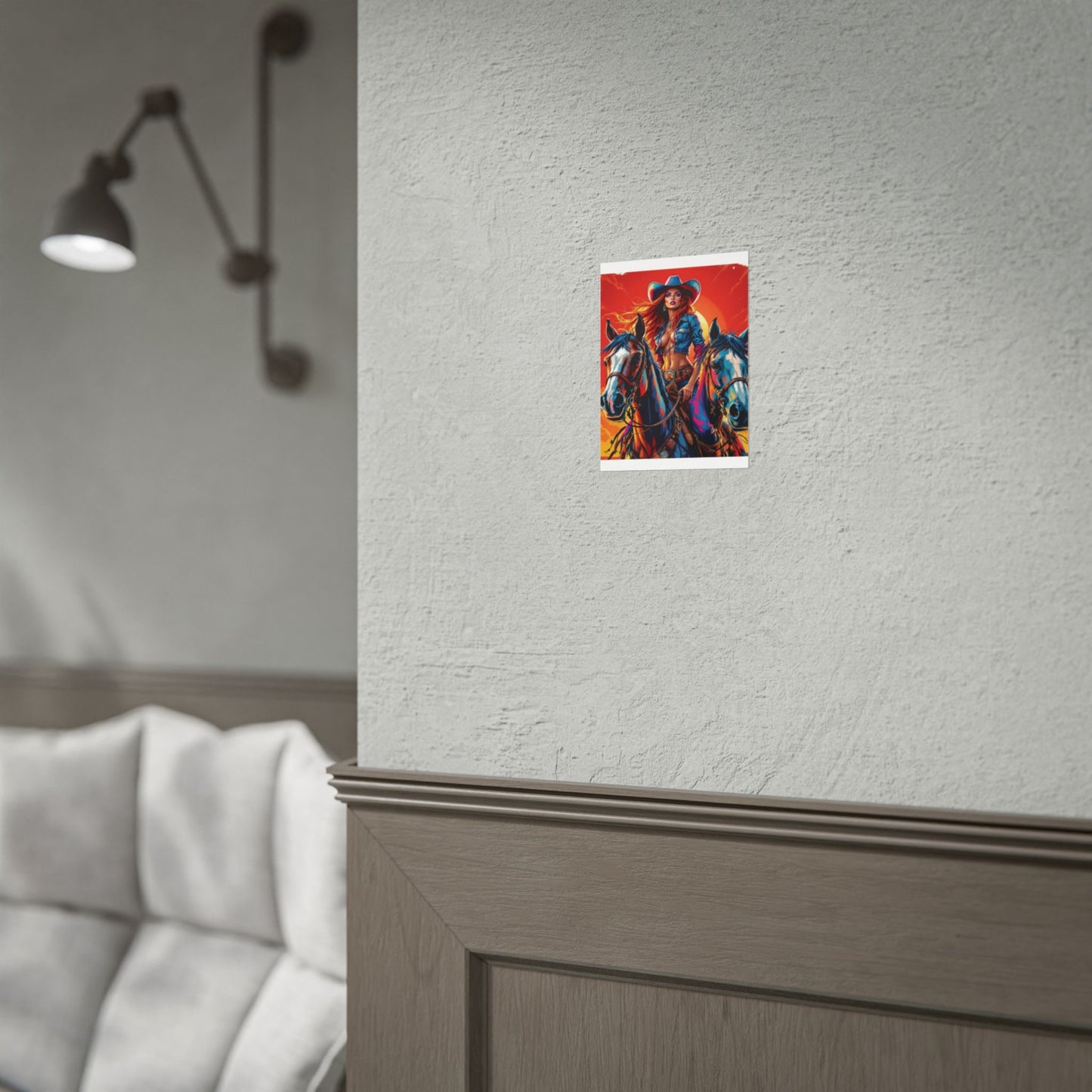 Cowgirl Poster — Vibrant Western Cowgirl Art Print with Horses