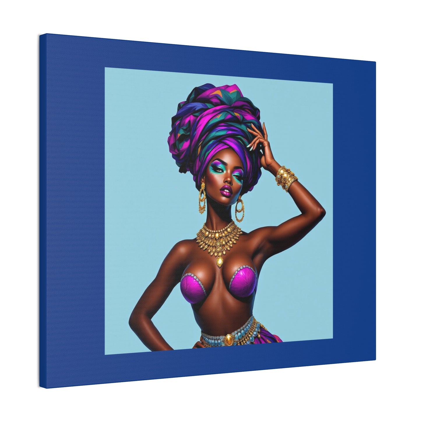Afro Goddess Canvas Print — Vibrant Headwrap Wall Art