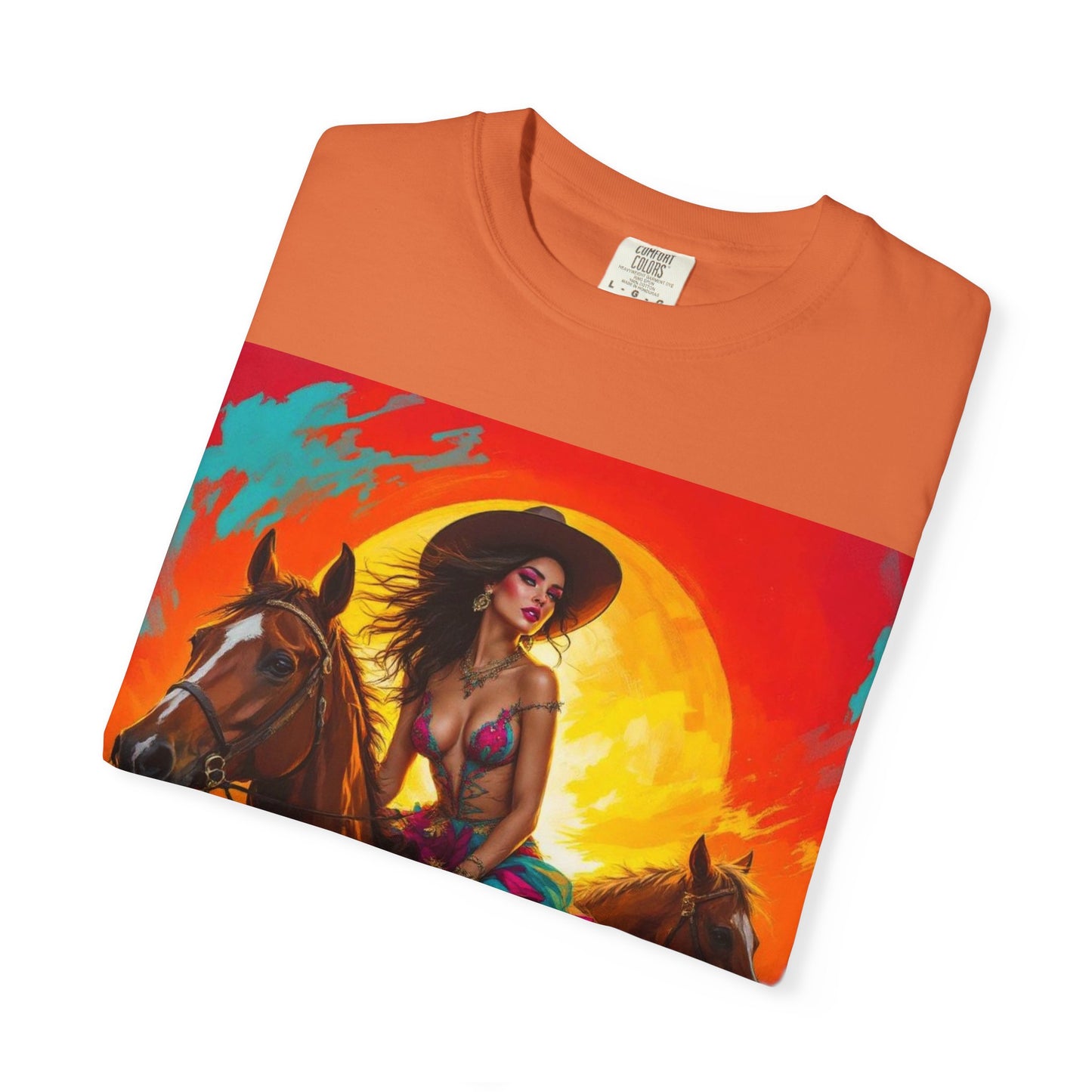 Cowgirl Sunset T-Shirt — Vibrant Western Horse Art Tee