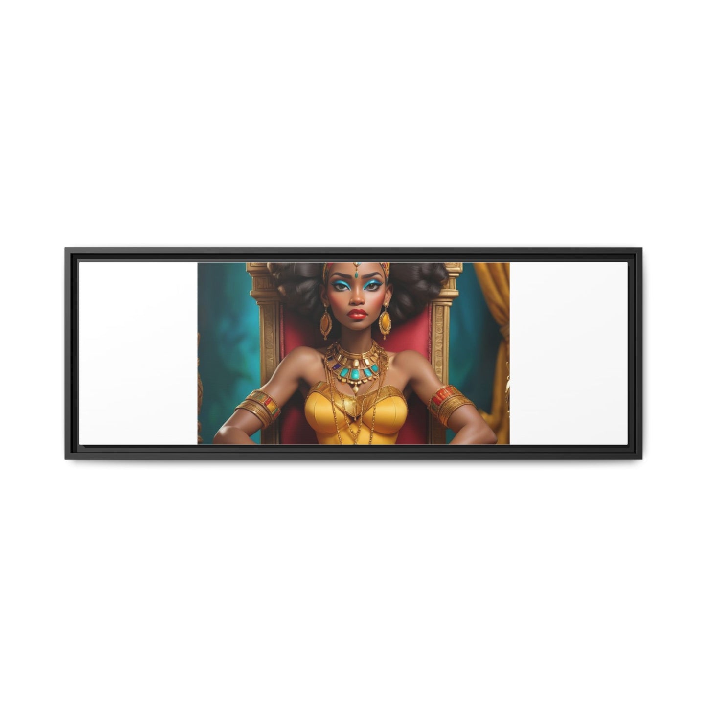 Framed Matte Canvas Art — Regal African Queen Portrait