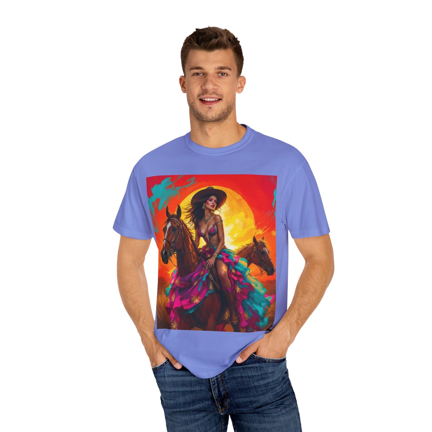 Cowgirl Sunset T-Shirt — Vibrant Western Horse Art Tee
