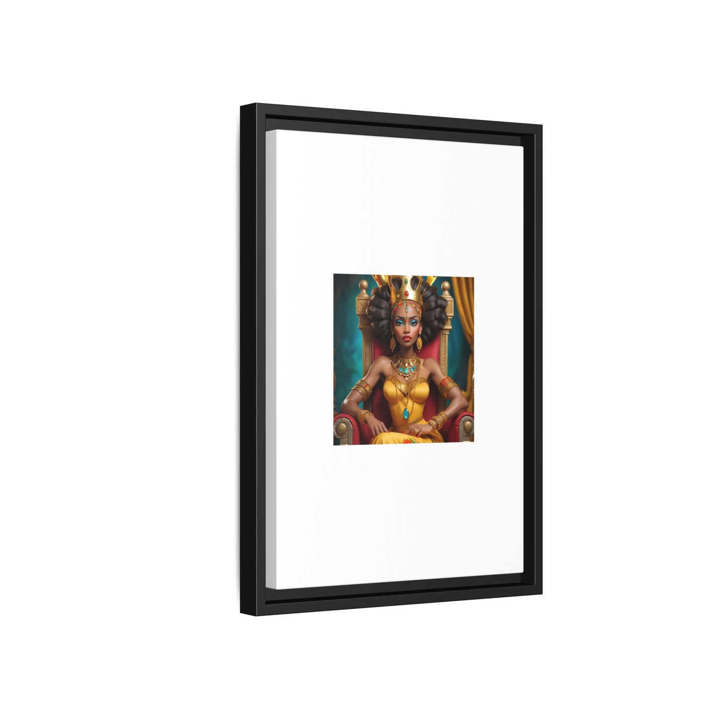 Framed Matte Canvas Art — Regal African Queen Portrait
