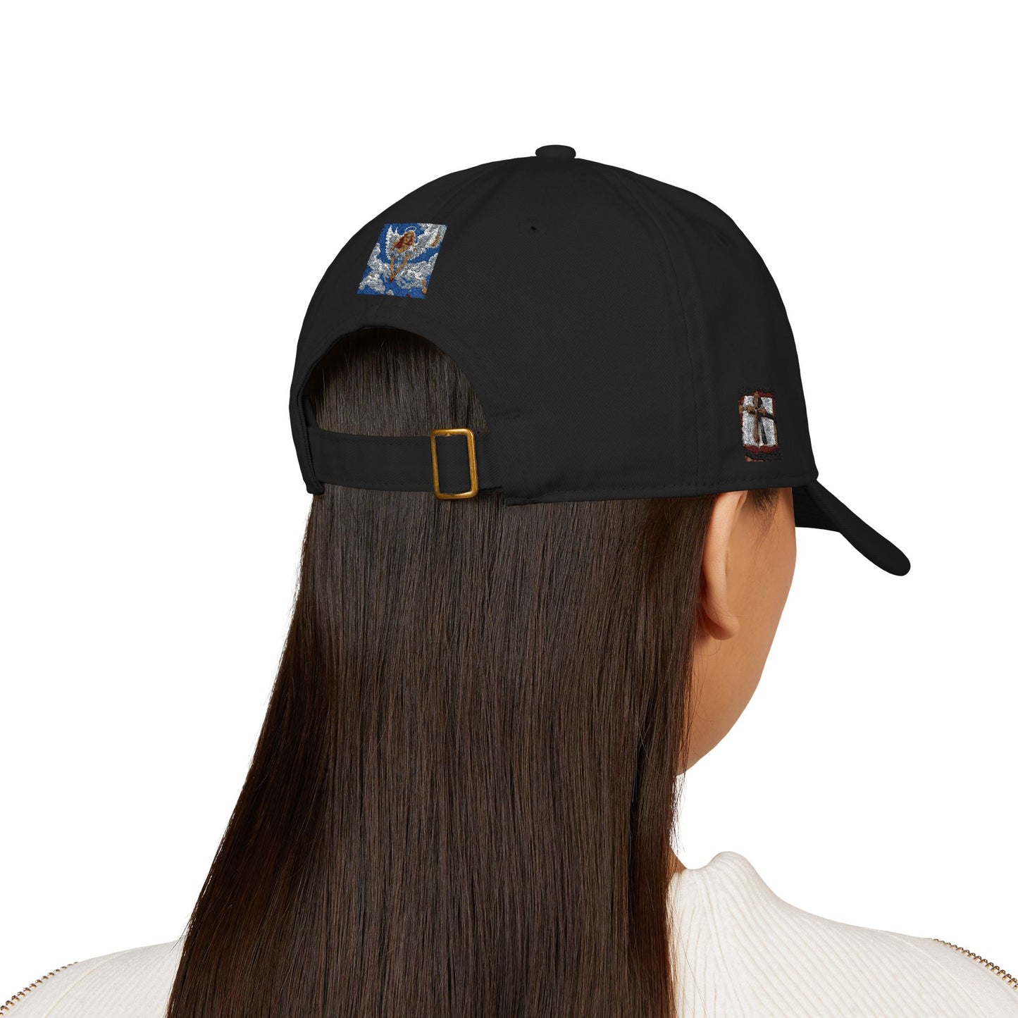 Embroidered Abstract Square Baseball Cap — Organic Cotton, Minimal Art Design