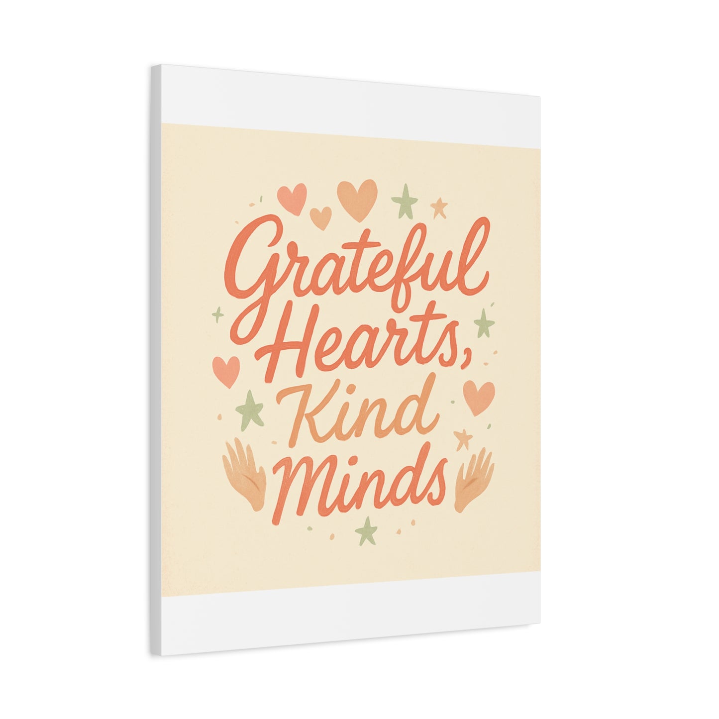 Grateful Hearts Kind Minds Canvas Wall Art — Inspirational Quote Matte Canvas