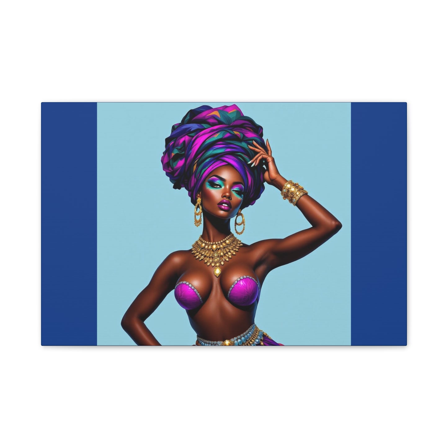 Afro Goddess Canvas Print — Vibrant Headwrap Wall Art