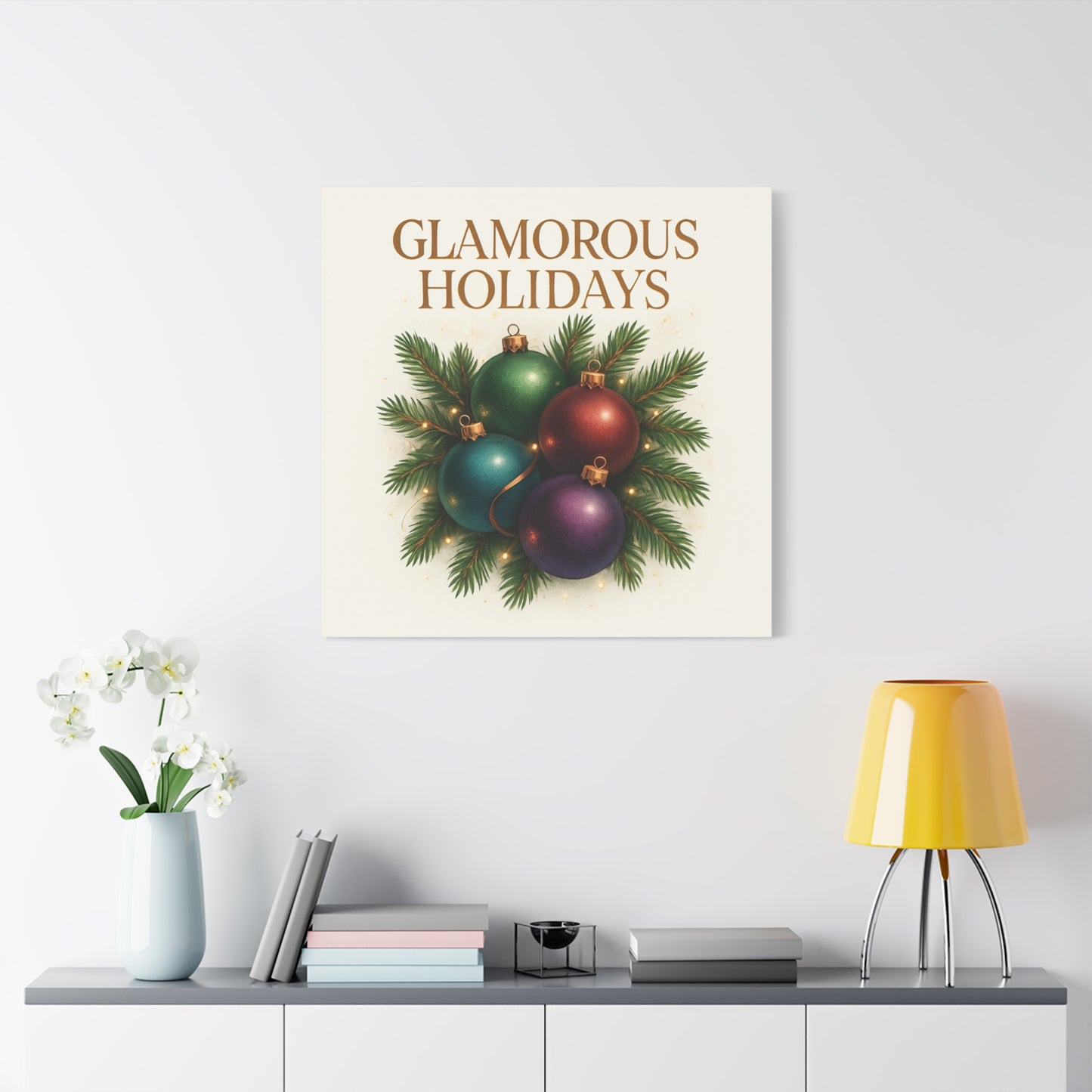 Glamorous Holidays Christmas Ornament Canvas Wall Art