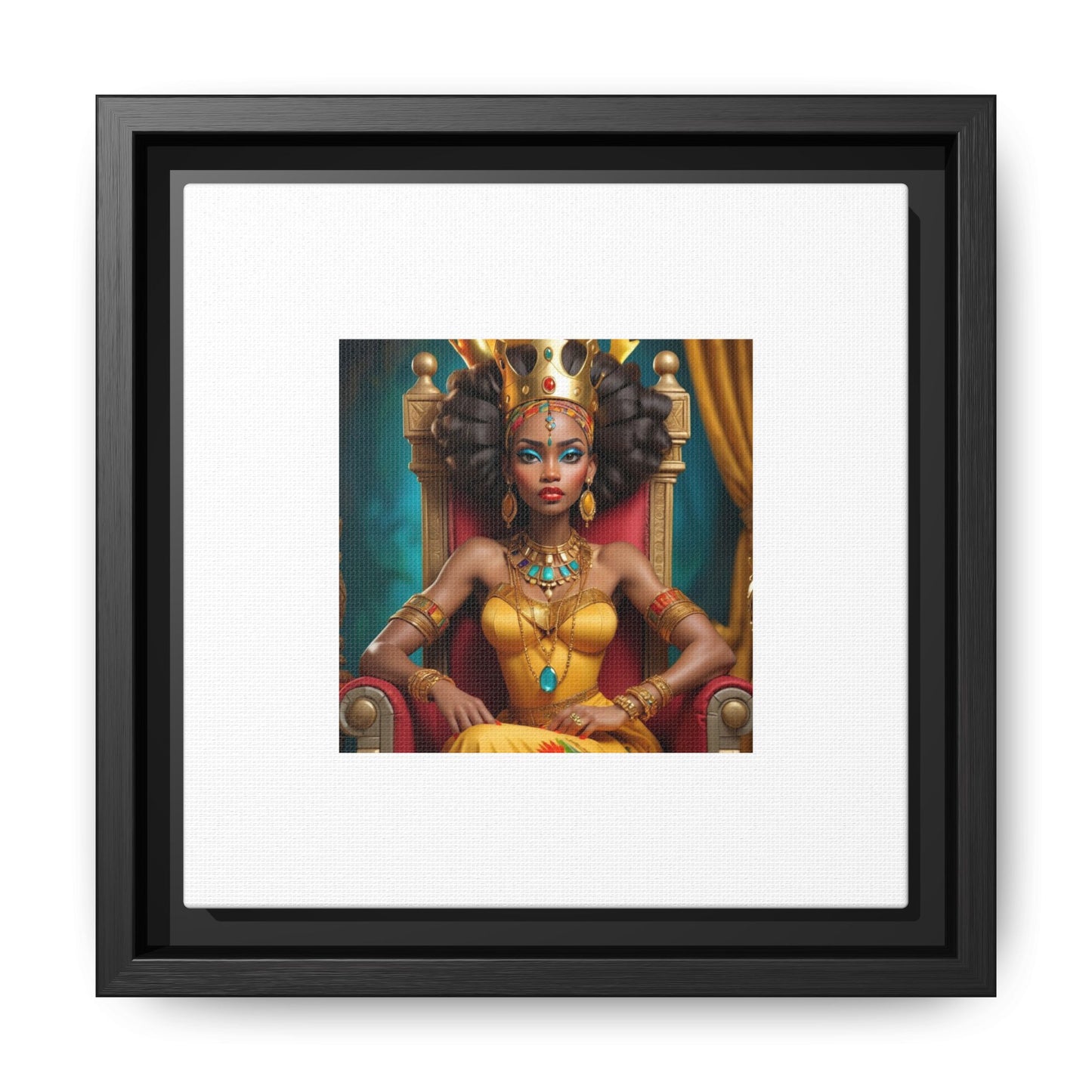 Framed Matte Canvas Art — Regal African Queen Portrait