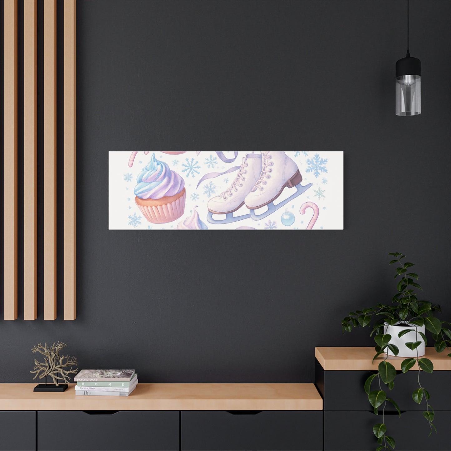Winter Magic Party Canvas — Ice Skates & Cupcakes Matte Wall Art