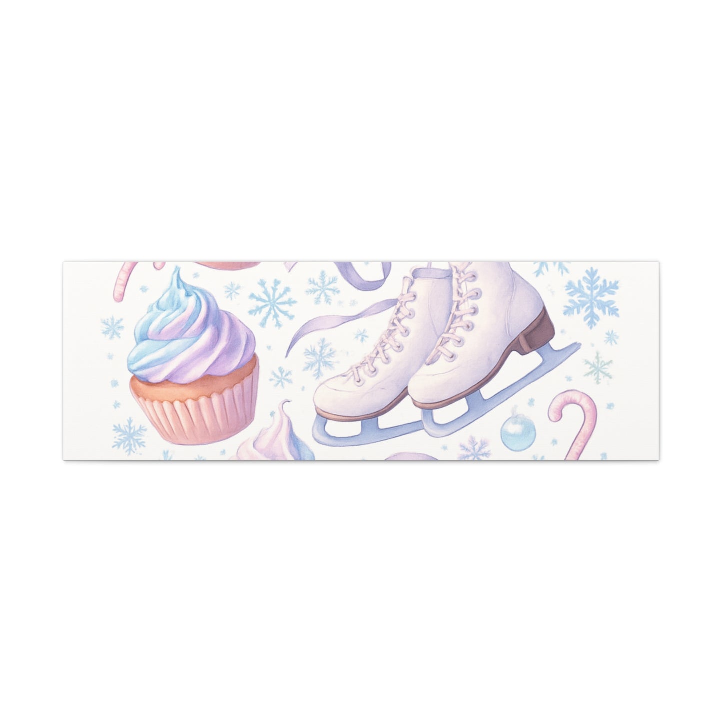 Winter Magic Party Canvas — Ice Skates & Cupcakes Matte Wall Art