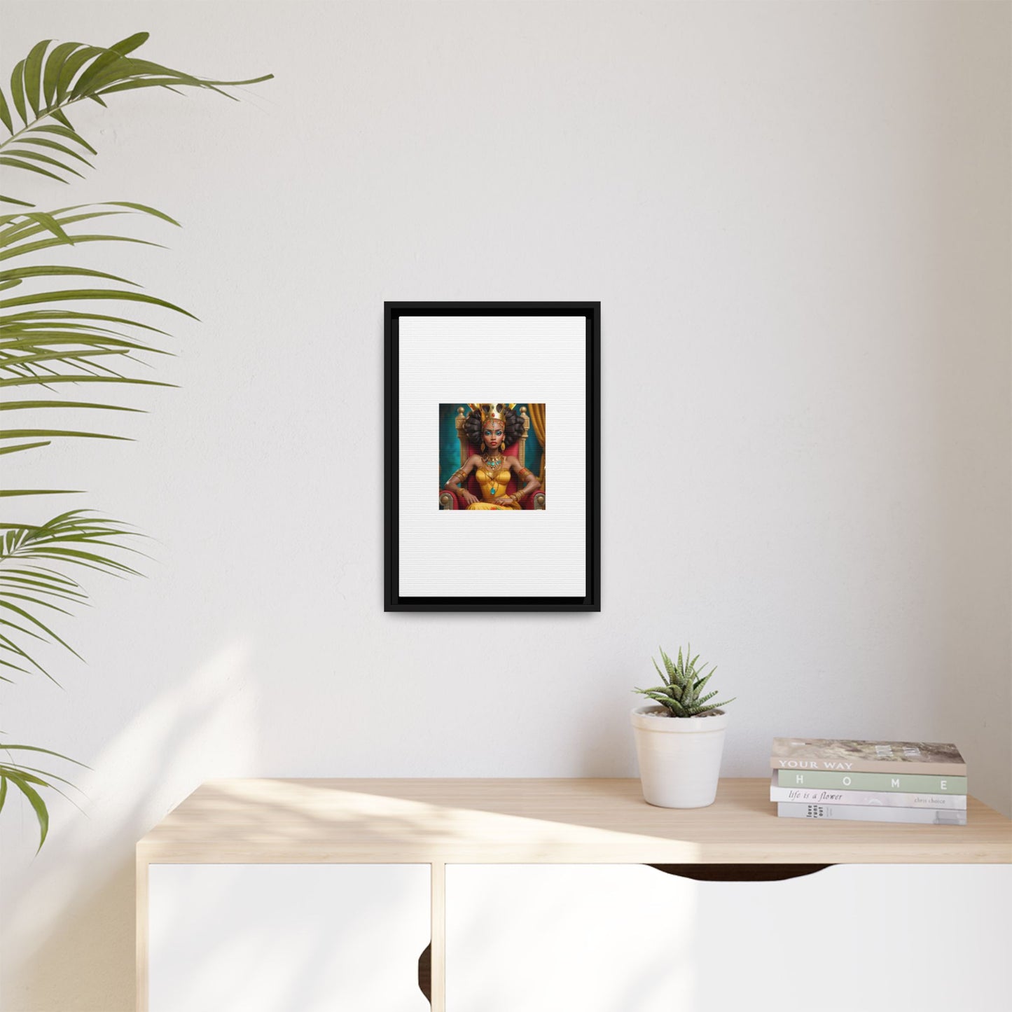 Framed Matte Canvas Art — Regal African Queen Portrait
