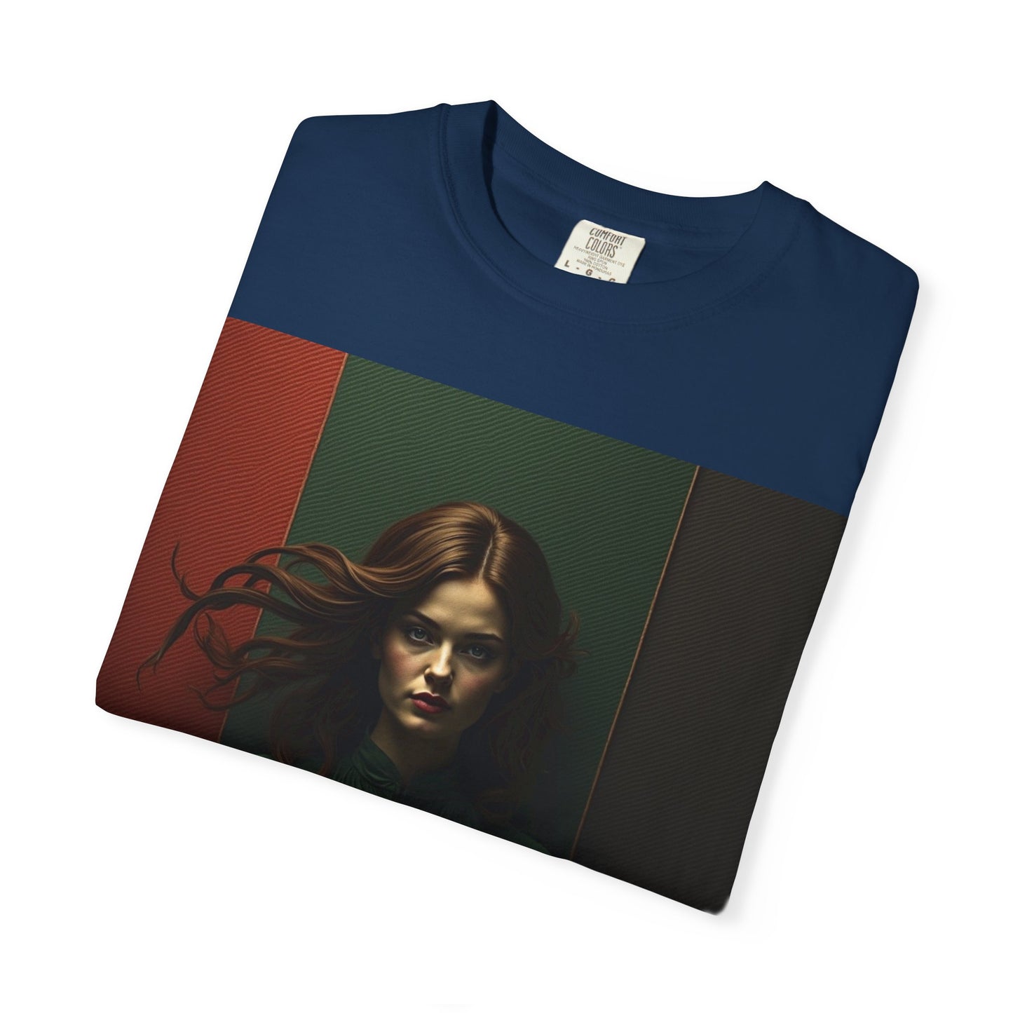 Portrait Photo Tee — Moody Green Woman Graphic T-Shirt