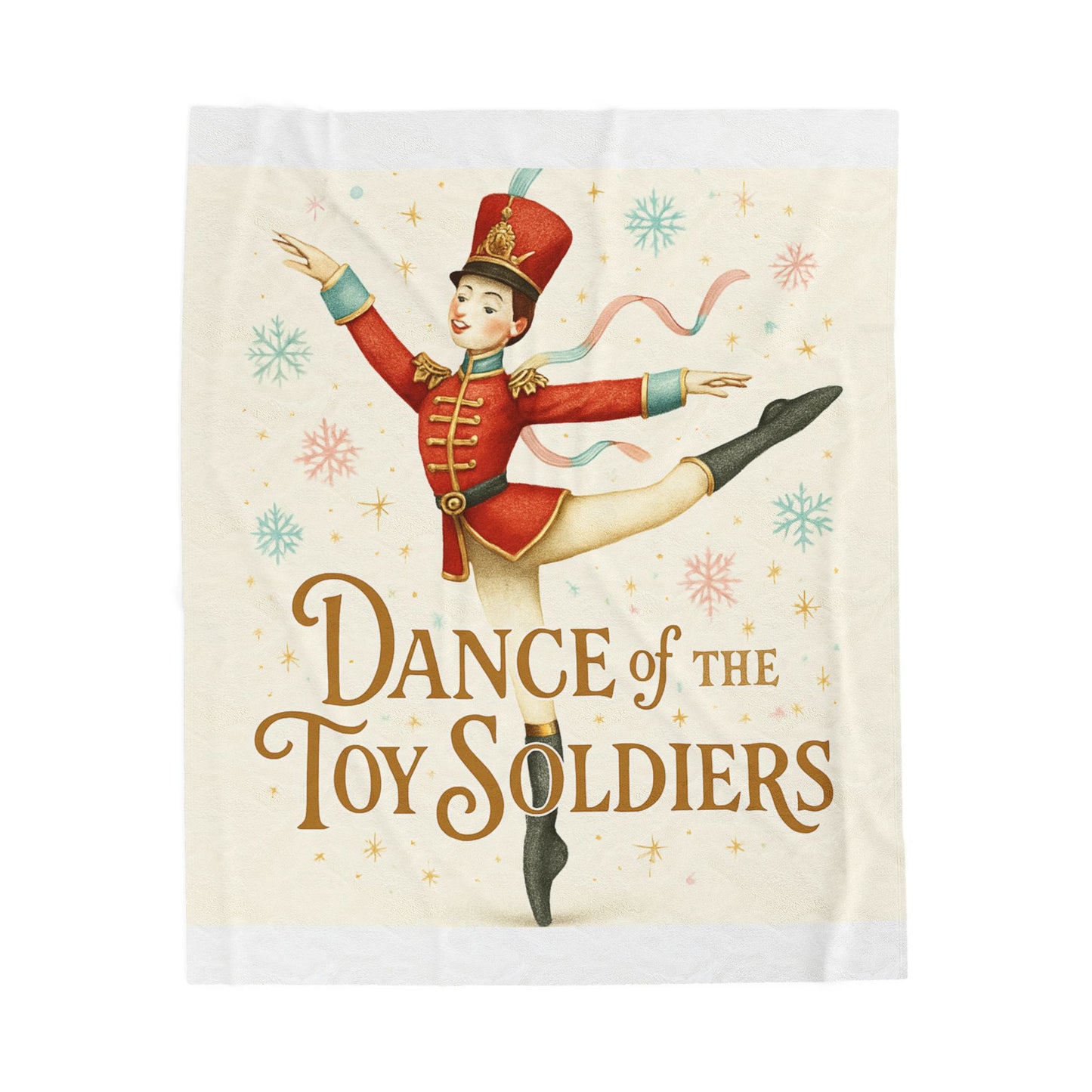 Dance of the Toy Soldiers Velveteen Plush Blanket — Vintage Nutcracker Holiday Throw
