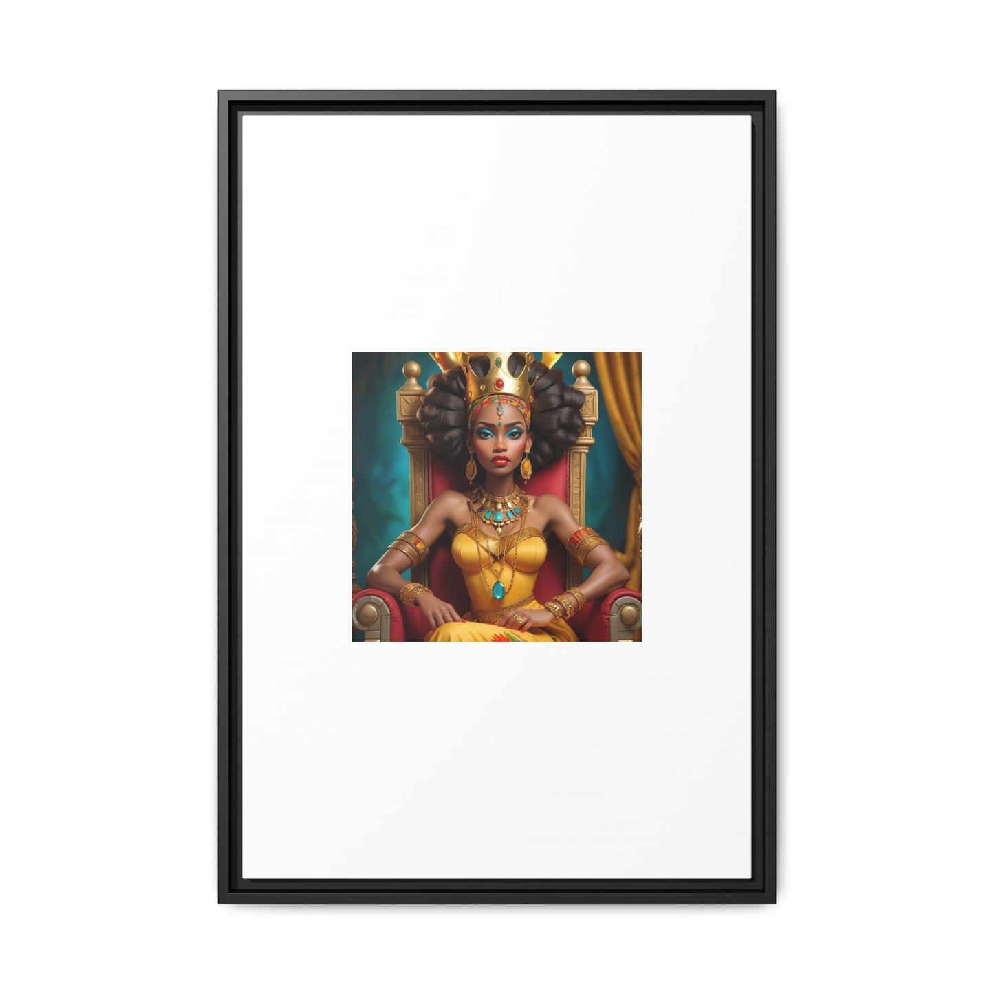 Framed Matte Canvas Art — Regal African Queen Portrait