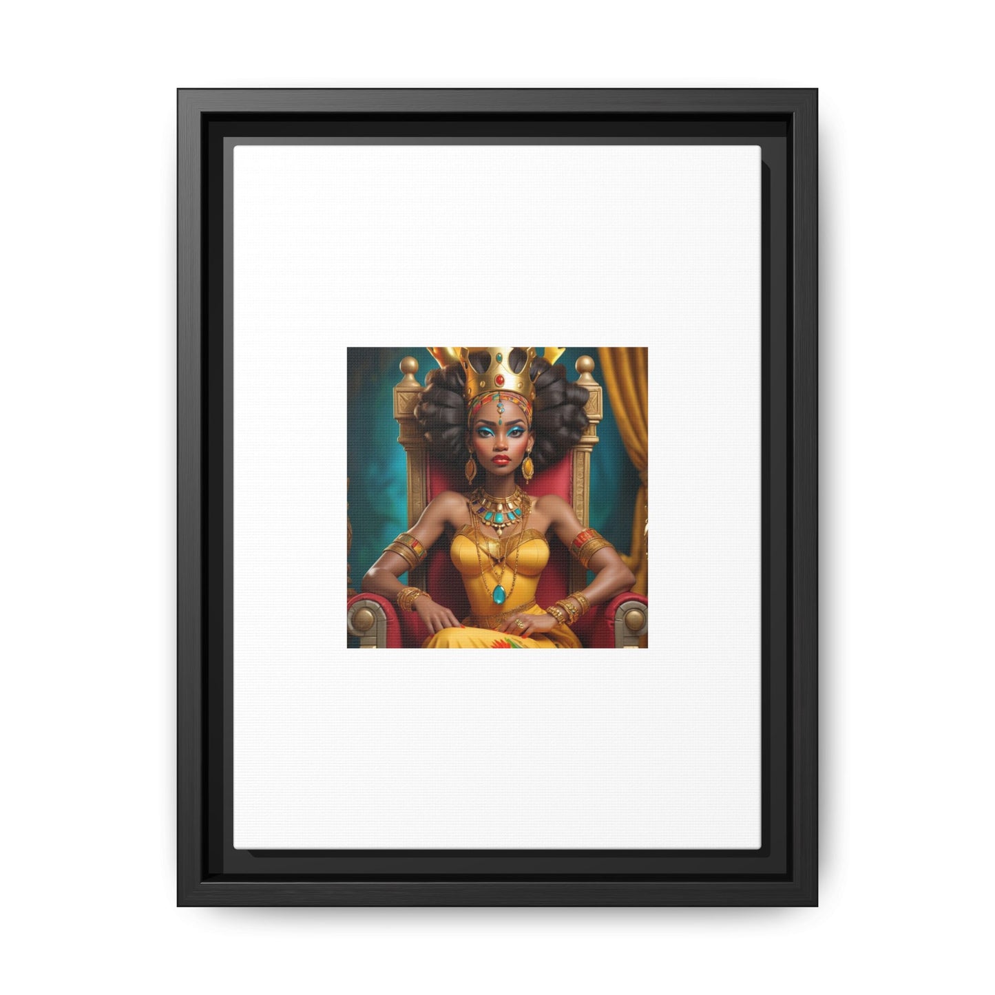 Framed Matte Canvas Art — Regal African Queen Portrait