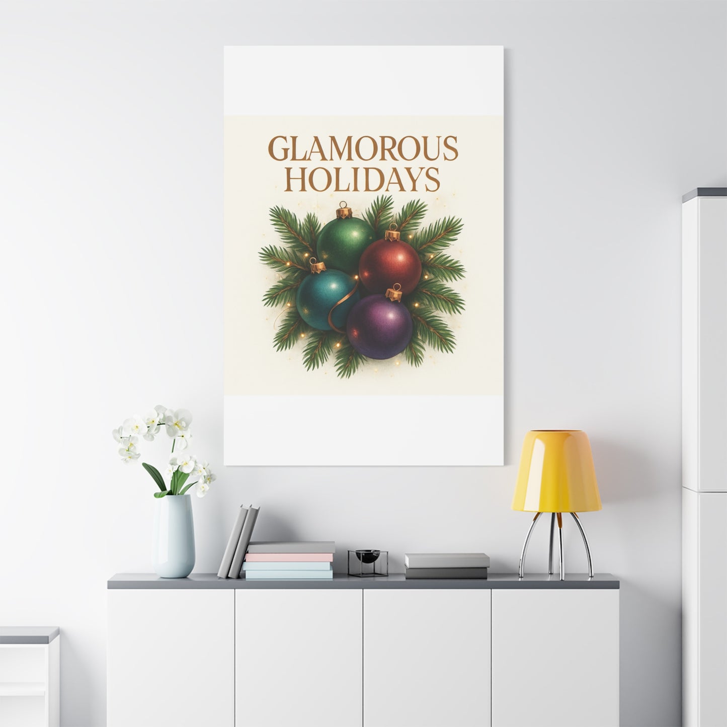 Glamorous Holidays Christmas Ornament Canvas Wall Art