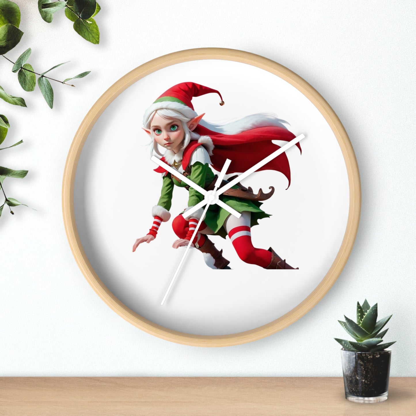 Christmas Elf Wall Clock — Festive Holiday Elf Timepiece