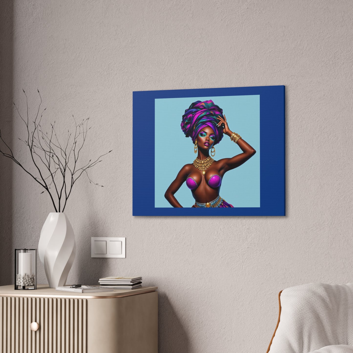 Afro Goddess Canvas Print — Vibrant Headwrap Wall Art