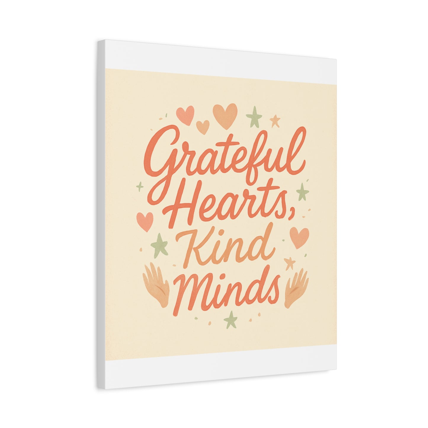 Grateful Hearts Kind Minds Canvas Wall Art — Inspirational Quote Matte Canvas