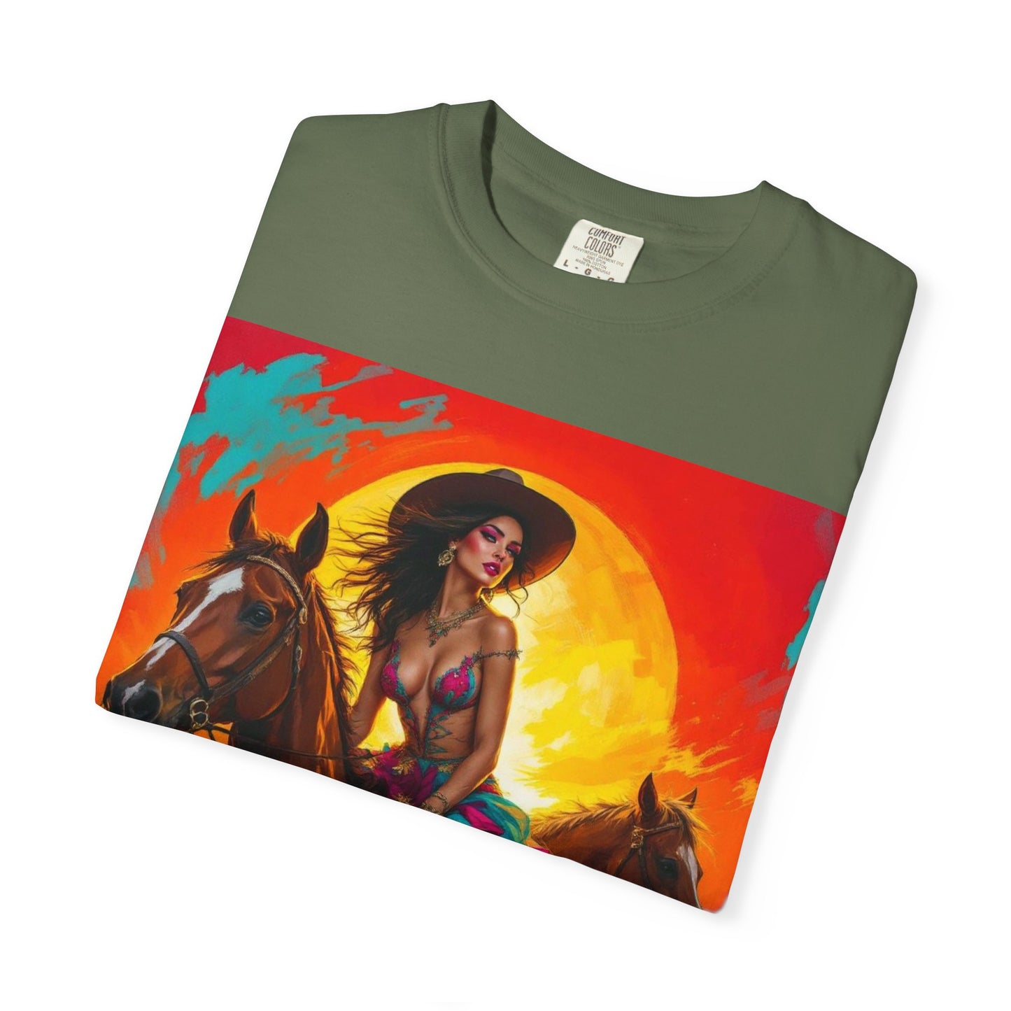 Cowgirl Sunset T-Shirt — Vibrant Western Horse Art Tee