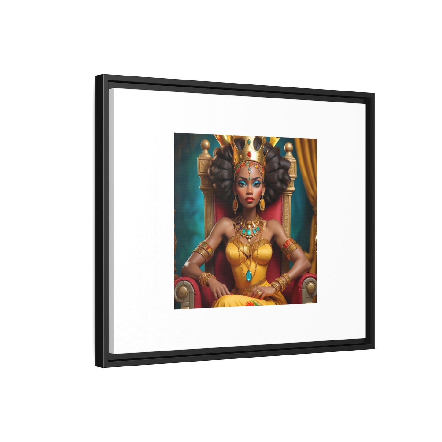 Framed Matte Canvas Art — Regal African Queen Portrait