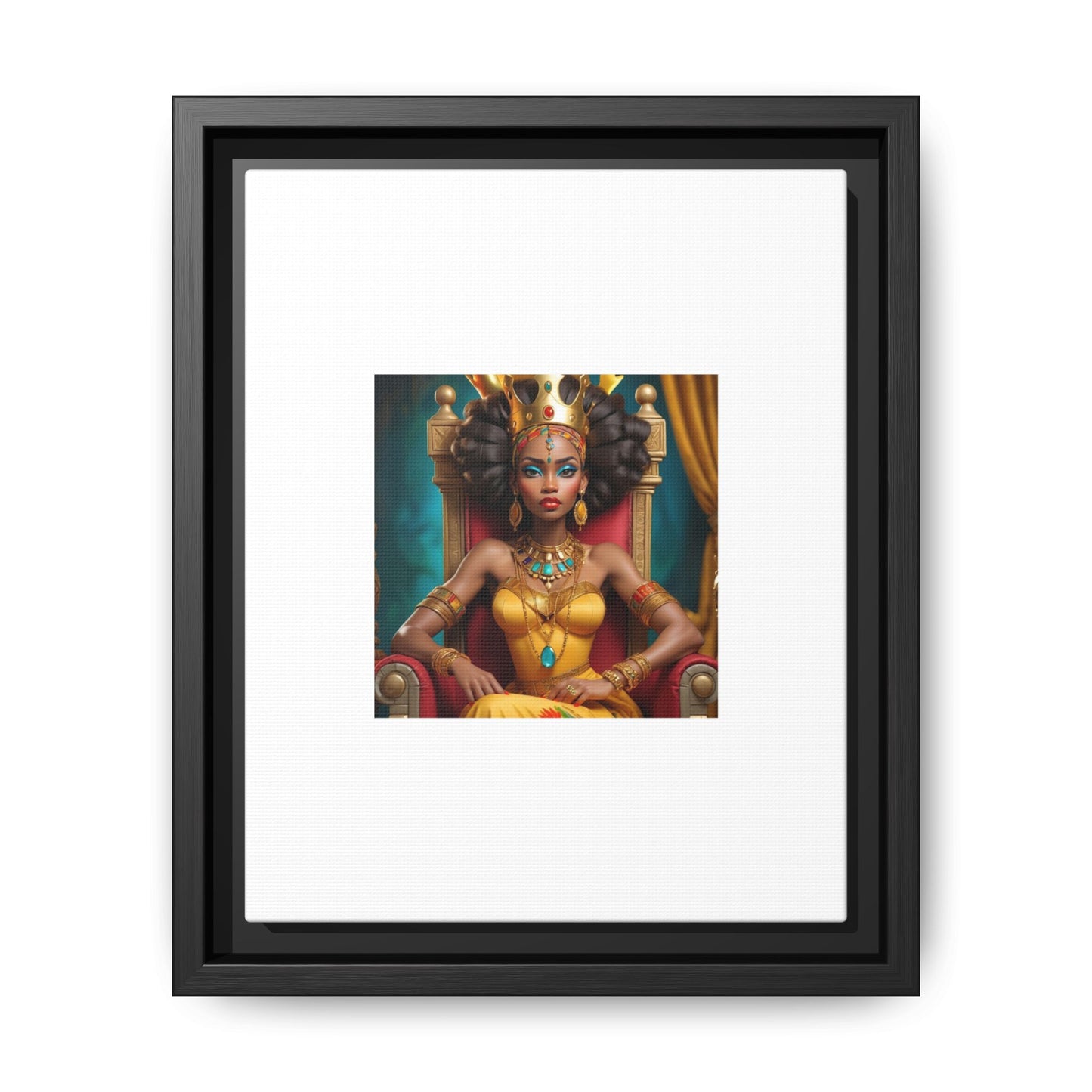 Framed Matte Canvas Art — Regal African Queen Portrait