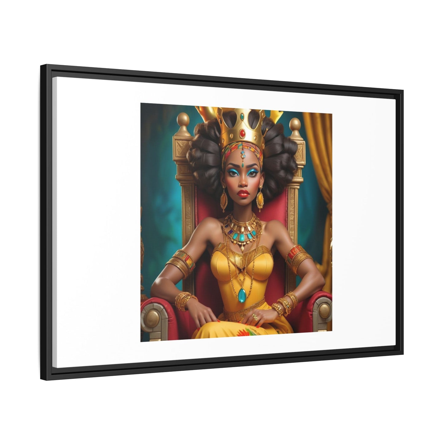 Framed Matte Canvas Art — Regal African Queen Portrait