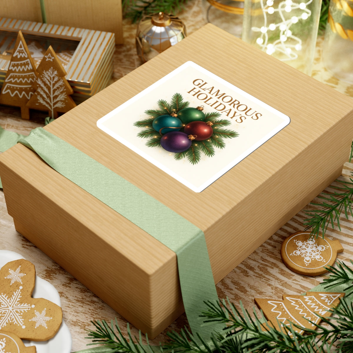 Glamorous Holidays Sticker — Vintage Christmas Ornaments Kiss-Cut Sticker